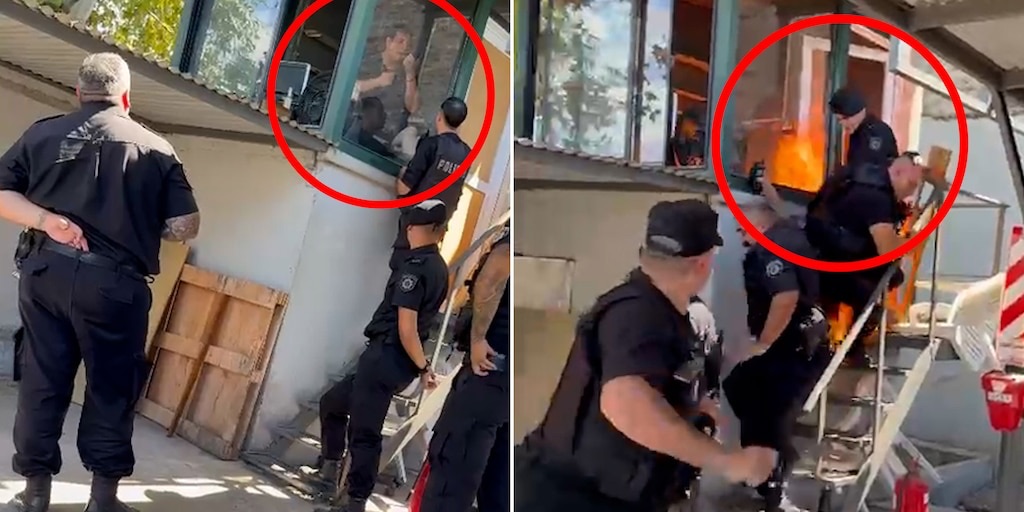 Locura en Rosario: se atrincheró en su empresa en reclamo de una deuda, se prendió fuego e hirió a dos policías