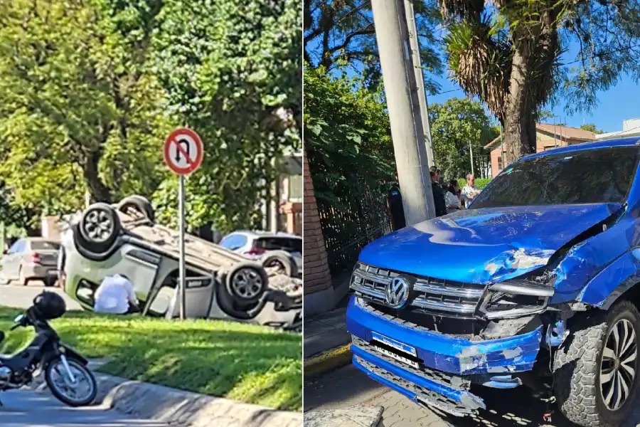 Impactante vuelco en Yerba Buena: un auto terminó dado vuelta sobre la Aconquija y hubo otro vehículo involucrado